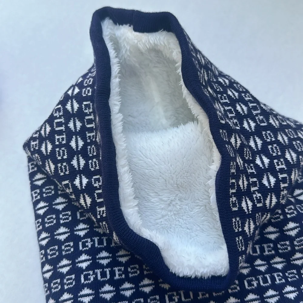 New Guess Blue and White Patterned Scarf